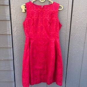 valentine's day Eva Mendes Damask Red Sleeveless Dress A-Line Womens size 10